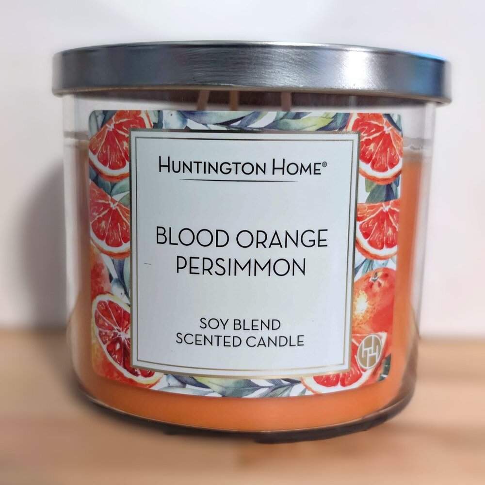 Soy Blend Scented 3 Wick Candle 14oz - Blood Orange Persimmon - Huntington Home